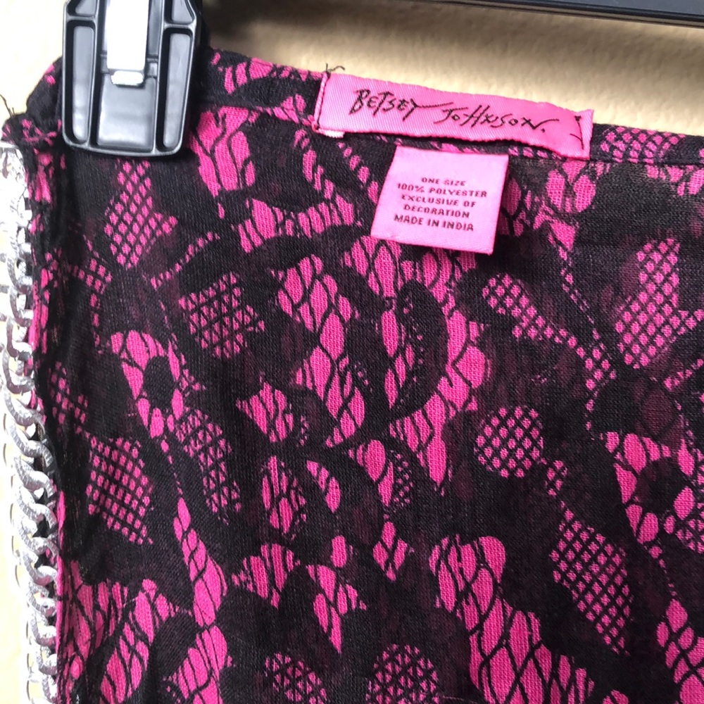 Betsey Johnson chain trimmed scarf